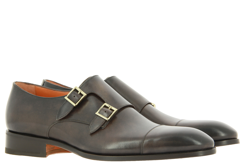 Santoni monk LEATHER BROWN