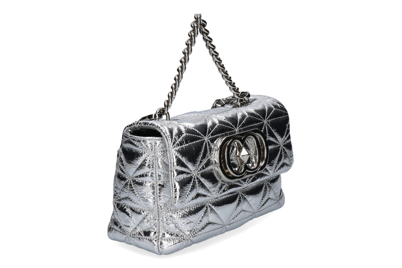 La Carrie shoulder bag SHINY STEPHY MEDIUM LEATHER SILVER