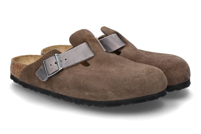Birkenstock men's clogs BOSTON BS SMALL MIXED LEATHER- concrete grey