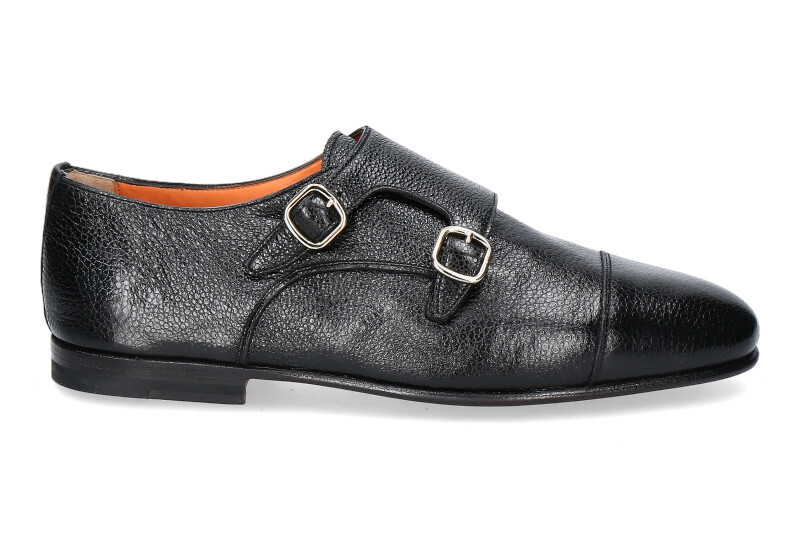 Santoni monk LEATHER BLACK