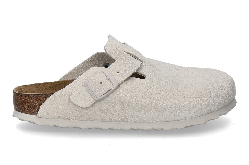 Birkenstock clogs BOSTON SCHMAL BS VELOURSLEDER- antique white