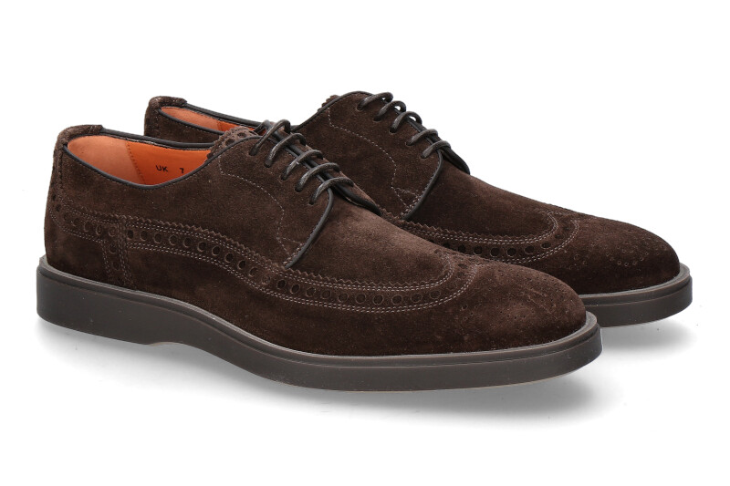 Santoni lace-up CAMOSCIO BROWN