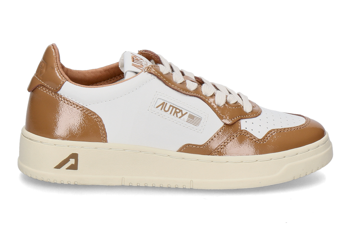Autry women's sneaker MEDALIST LEATHER PATENT RT02- white/ brown sugar