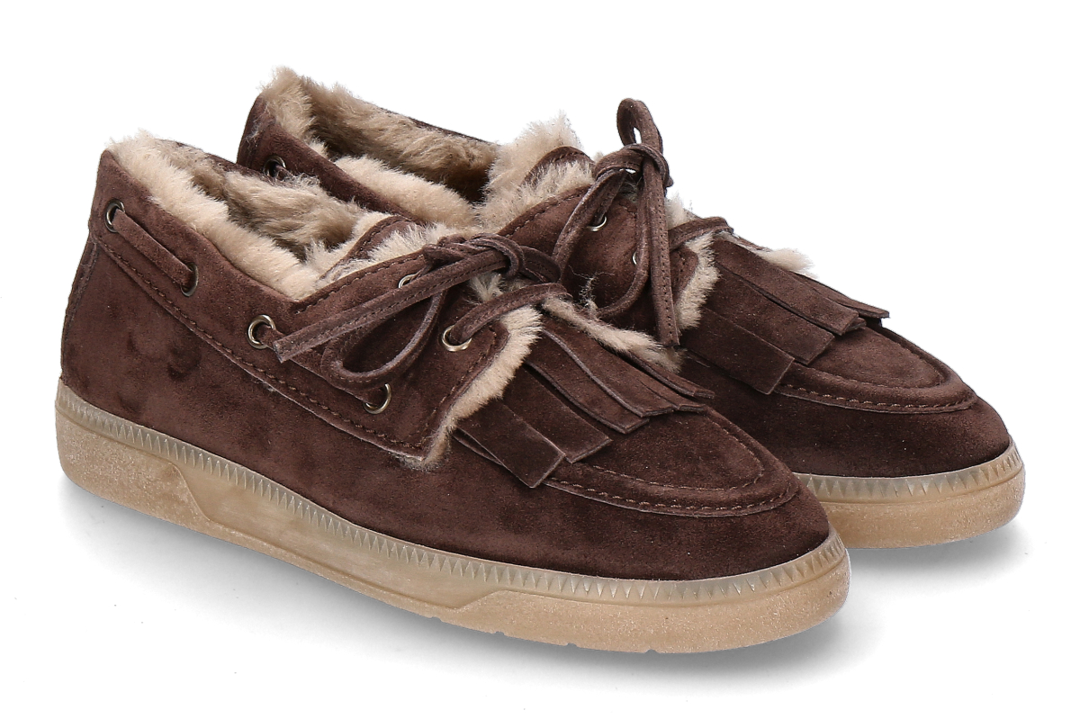Kennel & Schmenger moccasin POP SUEDE lined- pepe camel/ dark brown