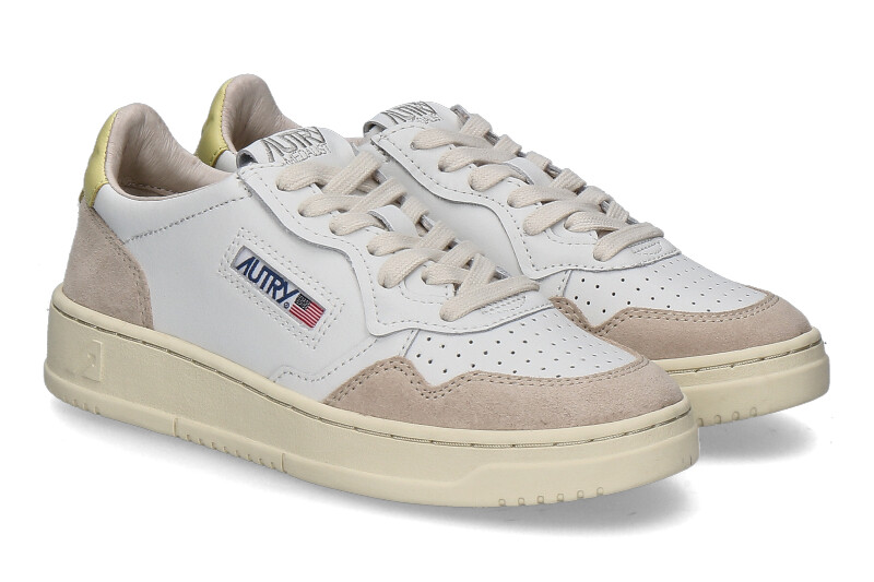 Autry Damen-Sneaker MEDALIST LEATHER SUEDE LS57- white/lemongrass