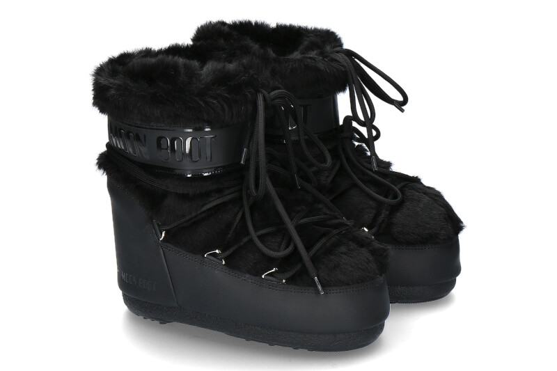 ICON LOW BLACK FAUX-FUR BOOTS