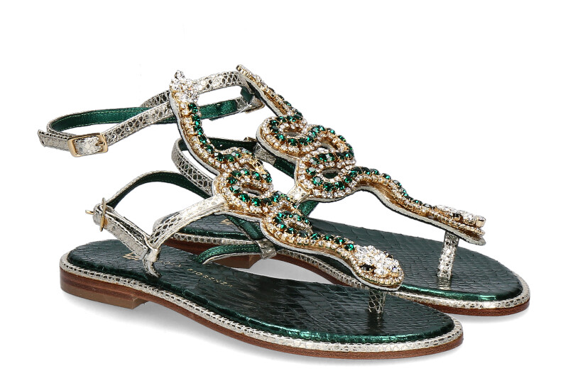 Paola Fiorenza sandals CRYSTAL VERDE PITONE