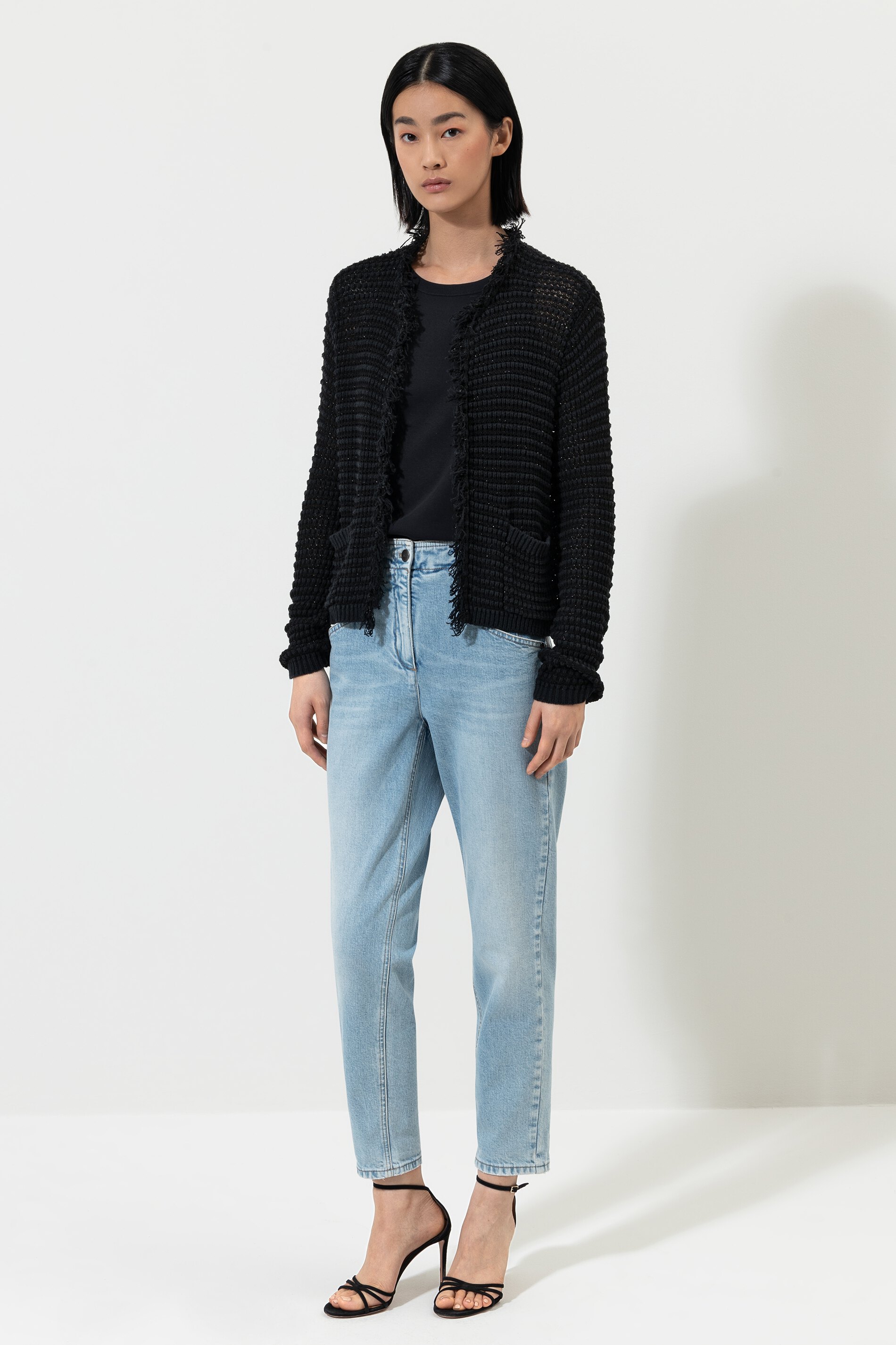 Luisa Cerano Strickjacke BOUCLE´OPTIK - deep black/schwarz 