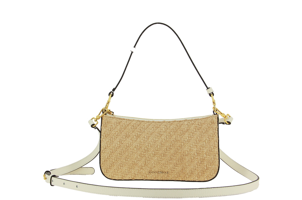 Coccinelle Clutch MINI BAG RAFFIA GRAIN NATURAL WHITE
