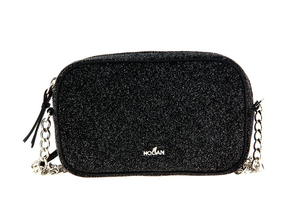 Hogan shoulder bag LEATHER ZIPPED CATENA ARGENTO NERO