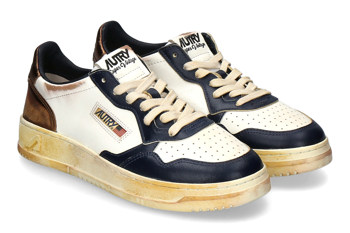Autry men's- sneaker SUPER VINTAGE LEATHER- white/ blue/ brown