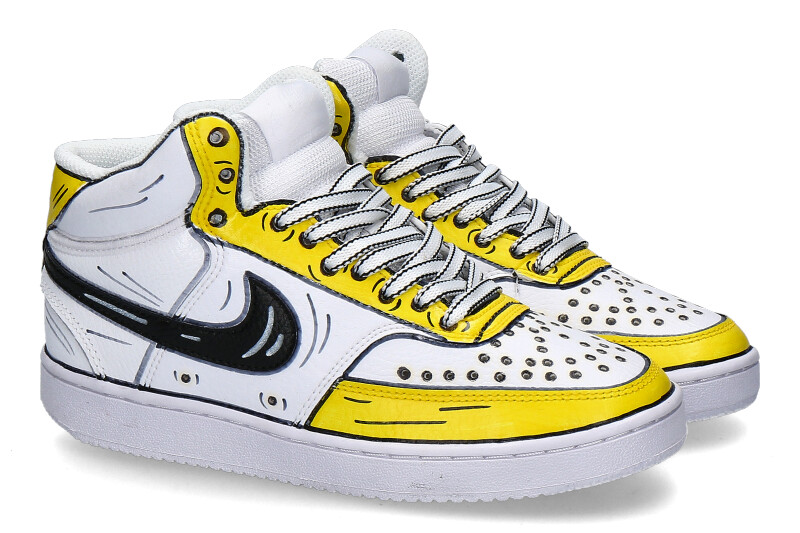 Nike by BallodaSola Sneaker  MID CUSTOMIZED CARTOON YELLOW