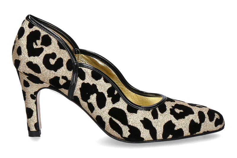 Azuree Cannes pumps RAPIDO TISSU JAGUAR ORO VERNIS NOIR