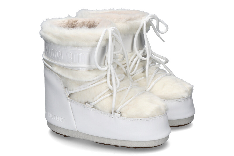 Moon Boot model ICON LOW FAUX FUR OPTICAL WHITE