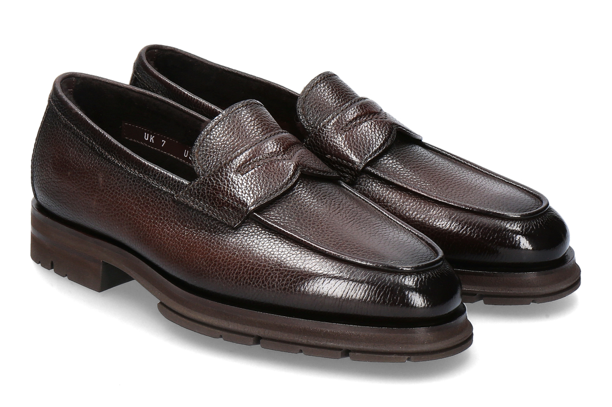 Santoni men's- loafer CARLO lined- dark brown