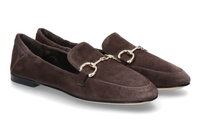 Pomme d'Or slip-on GIORGIA CAMOSCIO- coffee/dark brown