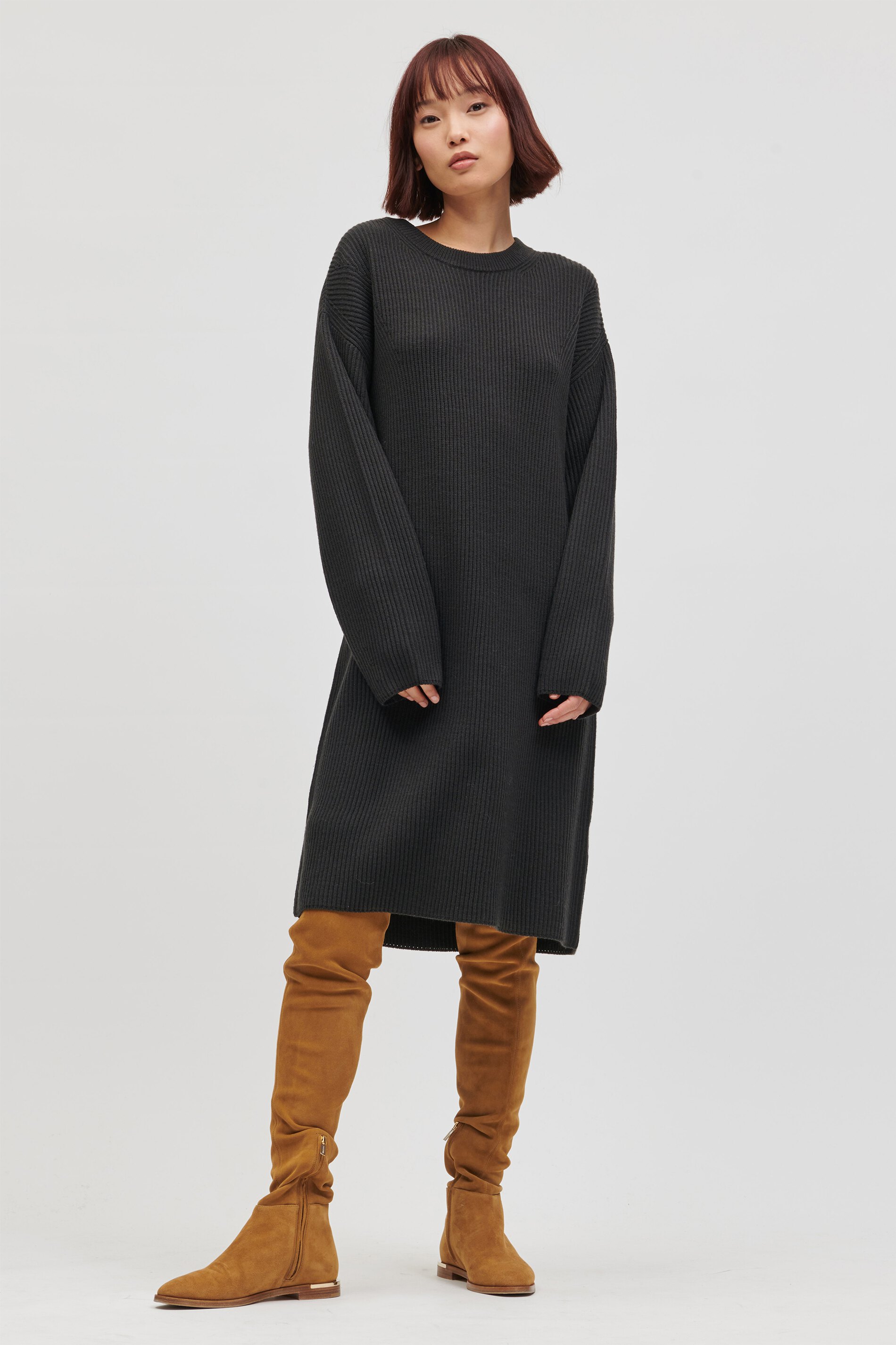 Luisa Cerano Kleid WOLL-MIX - brownish grey/grau