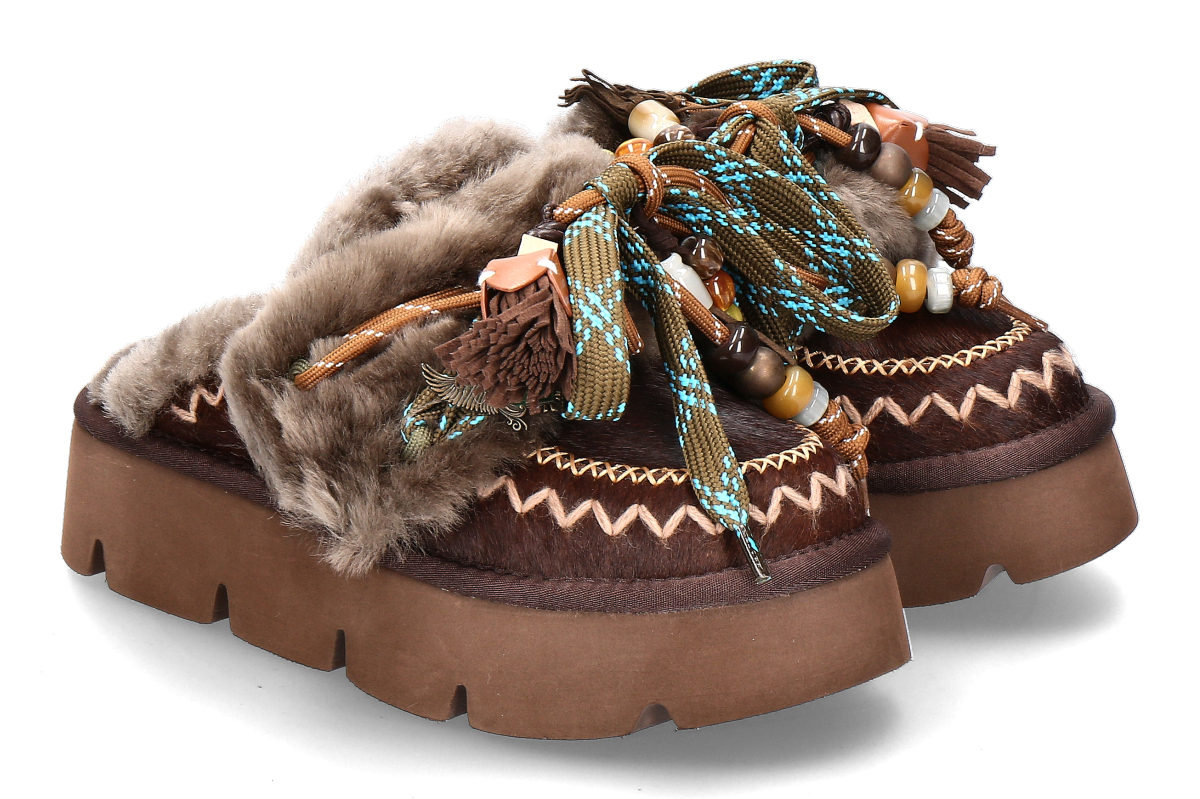 Nan-Ku Couture mule lined GFH22 Pony- camel/ brown