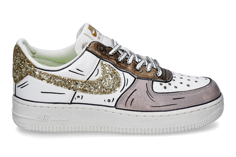 Nike Air Force 1 Sneaker by Ballo da Sola CARTOON GLITTER- gold/rosa