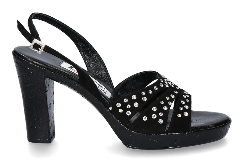 Fernando Pensato sandal MIRANDA CAMOSCIO NERO STRASS SKY 