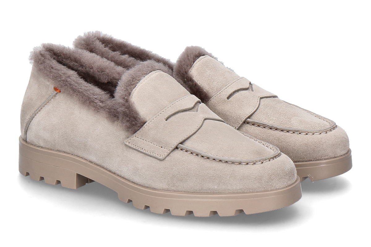  Santoni loafer for women - lined DETR VELOURS- brown/ taupe 