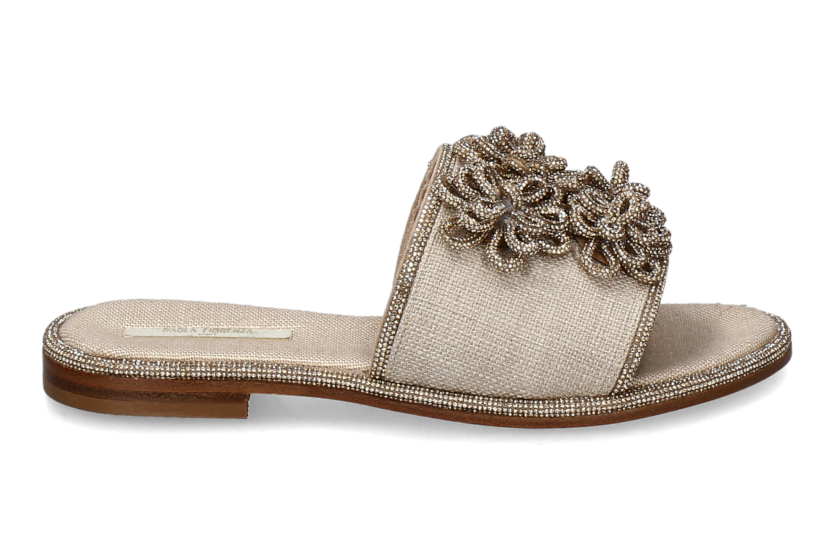 Paola Fiorenza mules LINONE GLACEE- scuro beige/ platinum