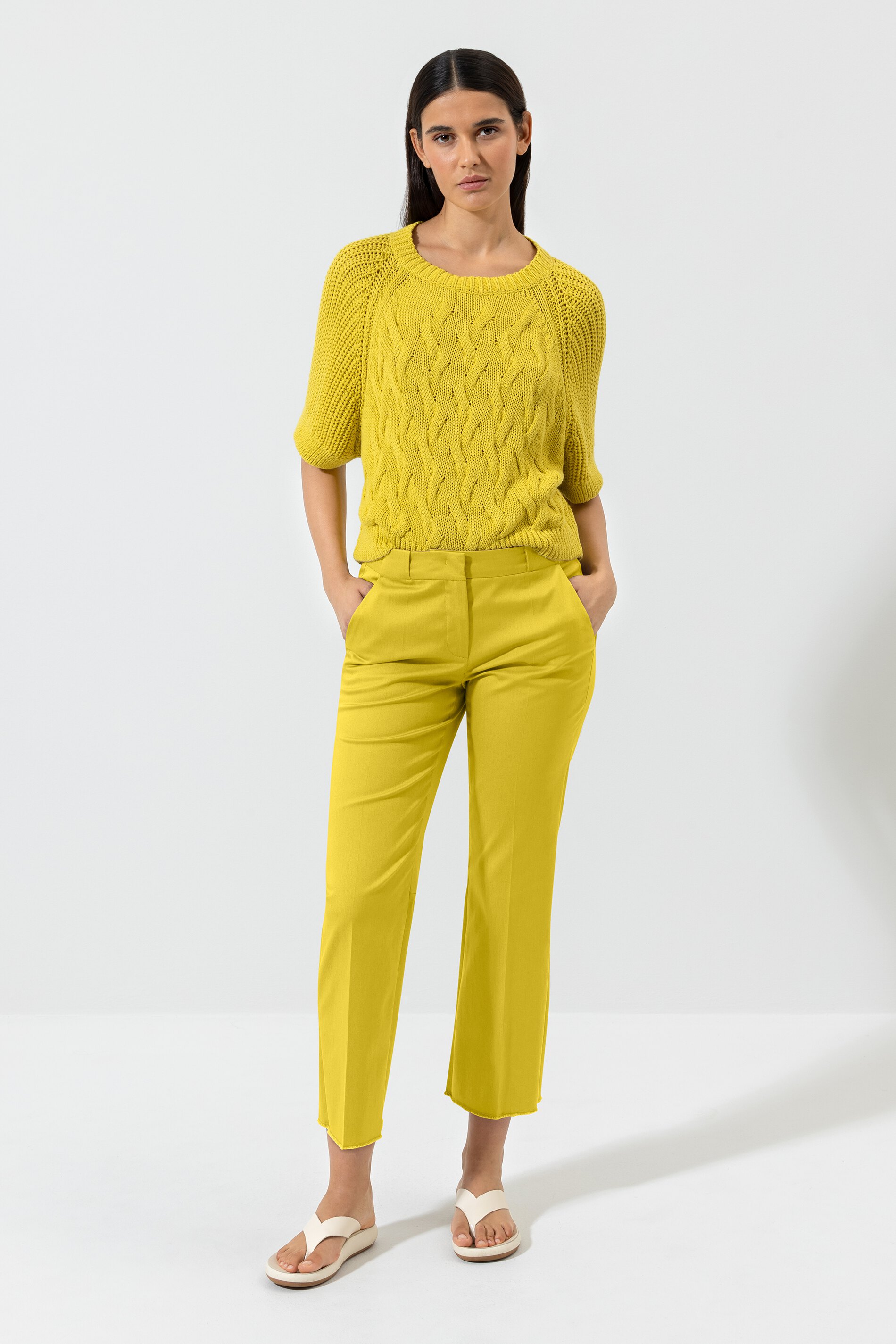 Luisa Cerano Hose GABARDINE BABYFLARE - acid yellow/gelb