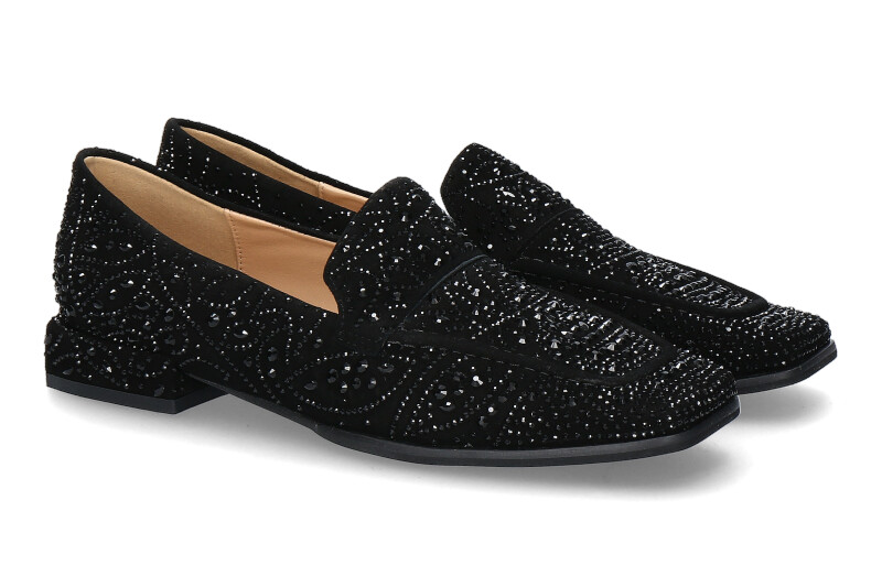 Alma en pena women's  loafer GLITTER NERO- schwarz