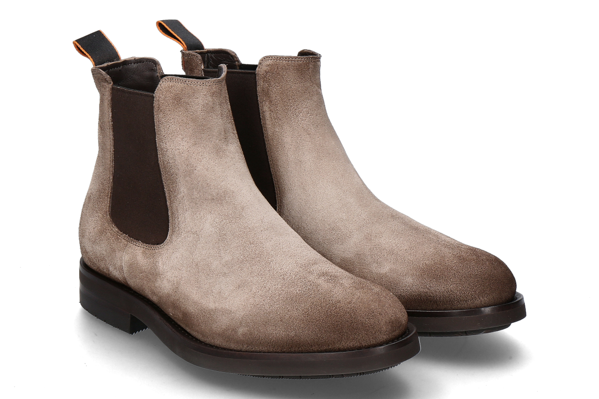  Santoni Chelsea boot for men ENVER CAMOSCIO- taupe/ brown 