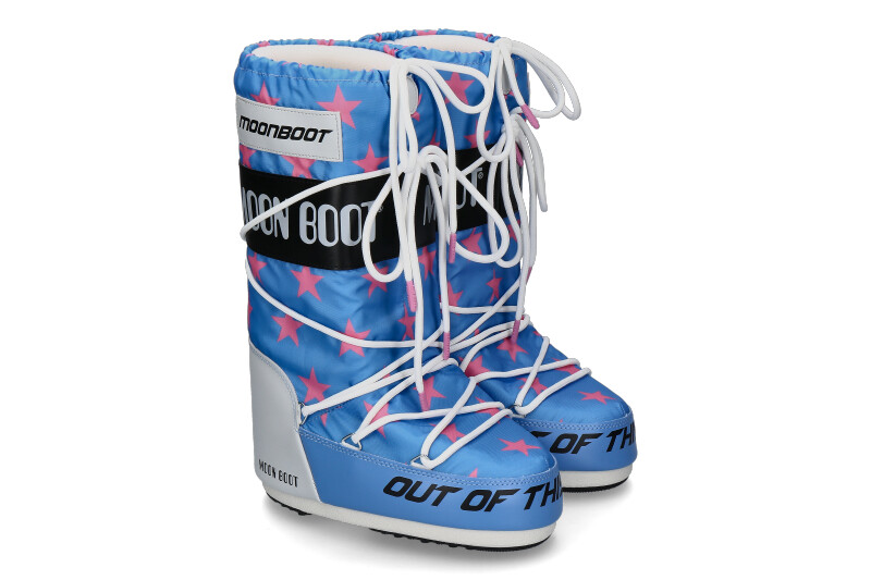 Moon Boot snow boot RETROBIKER PINK STARS- blue/ pink