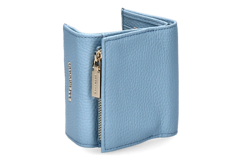 Coccinelle wallet GRAIN LEATHER METALLIC SOFT AQUARELLE BLUE