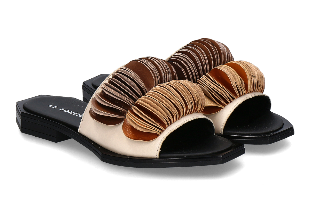 Le Bohémien SC36 Calfskin Slippers – beige/ochre/black