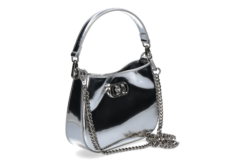 La Carrie shoulder bag SHINY SMALL LEATHER SILVER