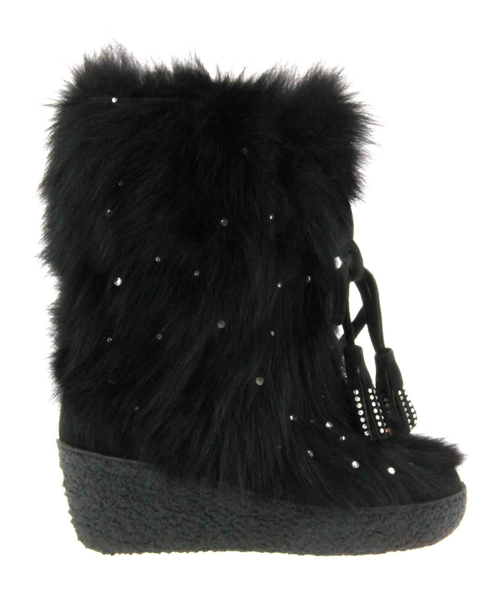 Diavolezza fur boots BLACK FOX SWAROVSKI 