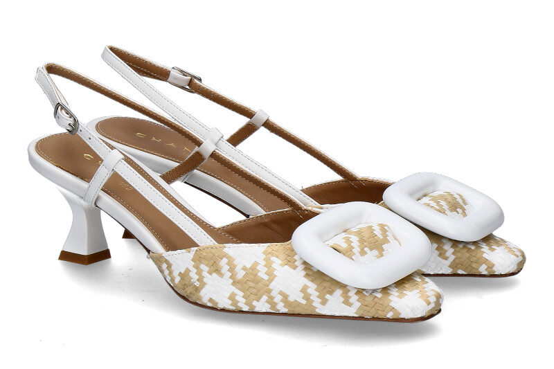 Chantal 1962 sling pumps PIED DE POULE beige weiss