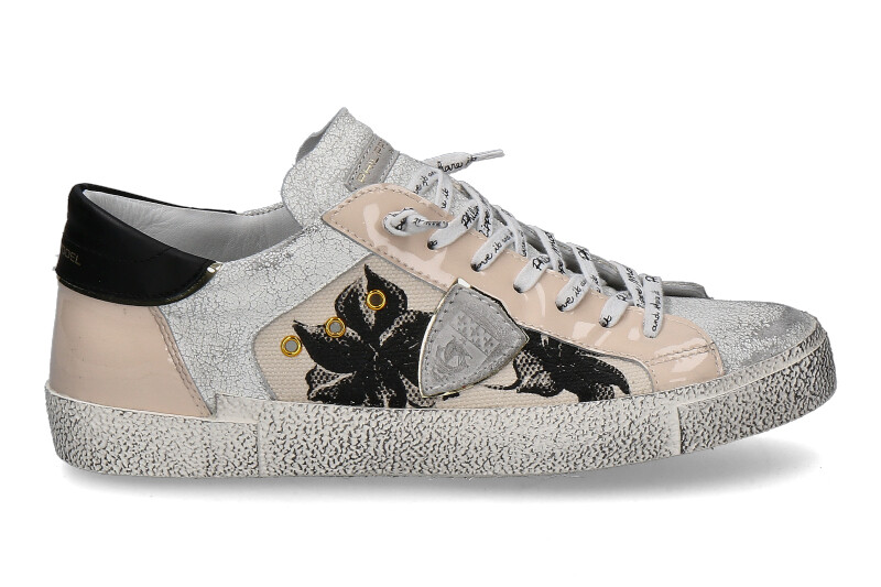 Philippe Model Sneaker LOW WOMAN FLEURS BLANC ROSE