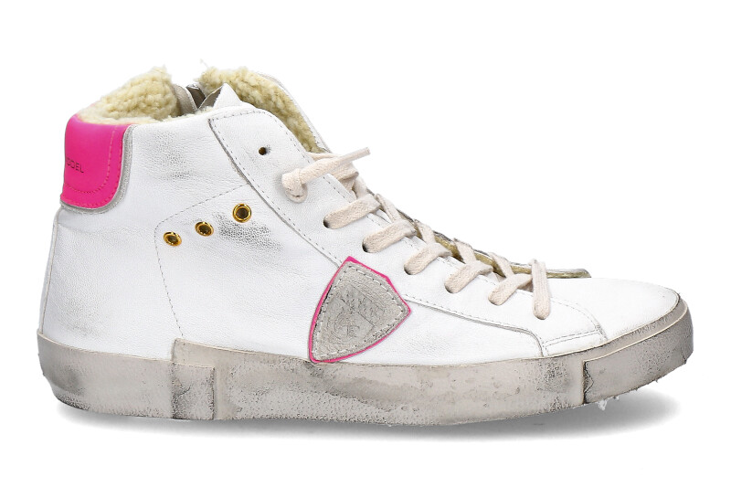 Philippe Model sneaker lined HIGH WOMAN WEST FUR BLANC FUCSIA