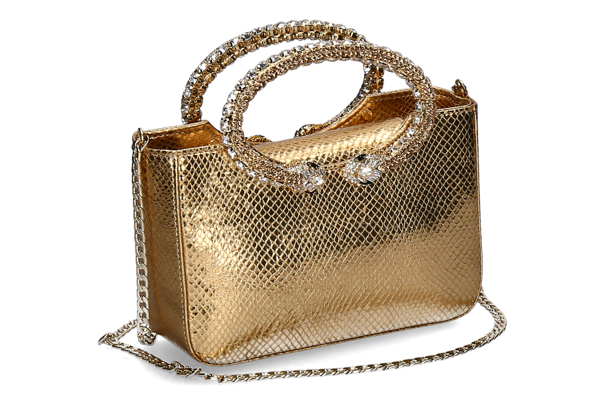 Paola Fiorenza handbag SNAKE CRISTALLI- ambra gold