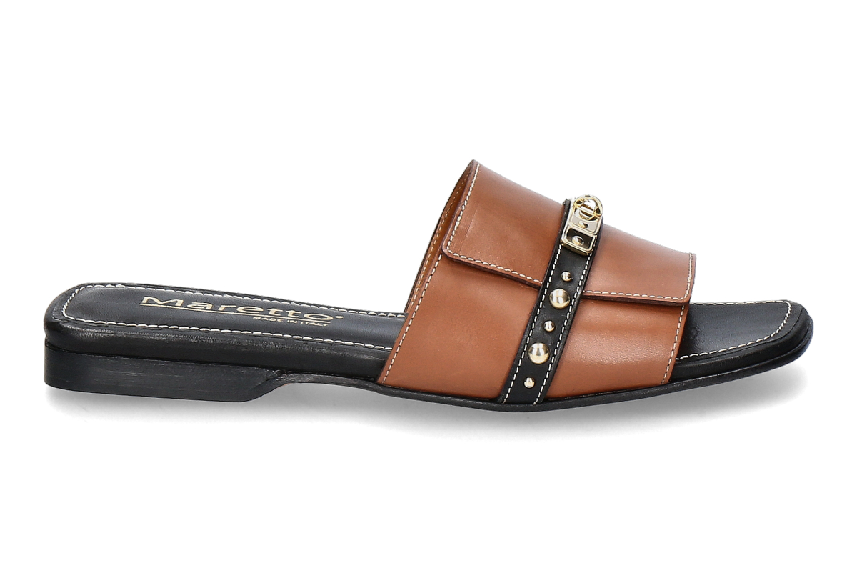 Maretto Pantolette 2477 NAPPA- tabacco/ nero- schwarz