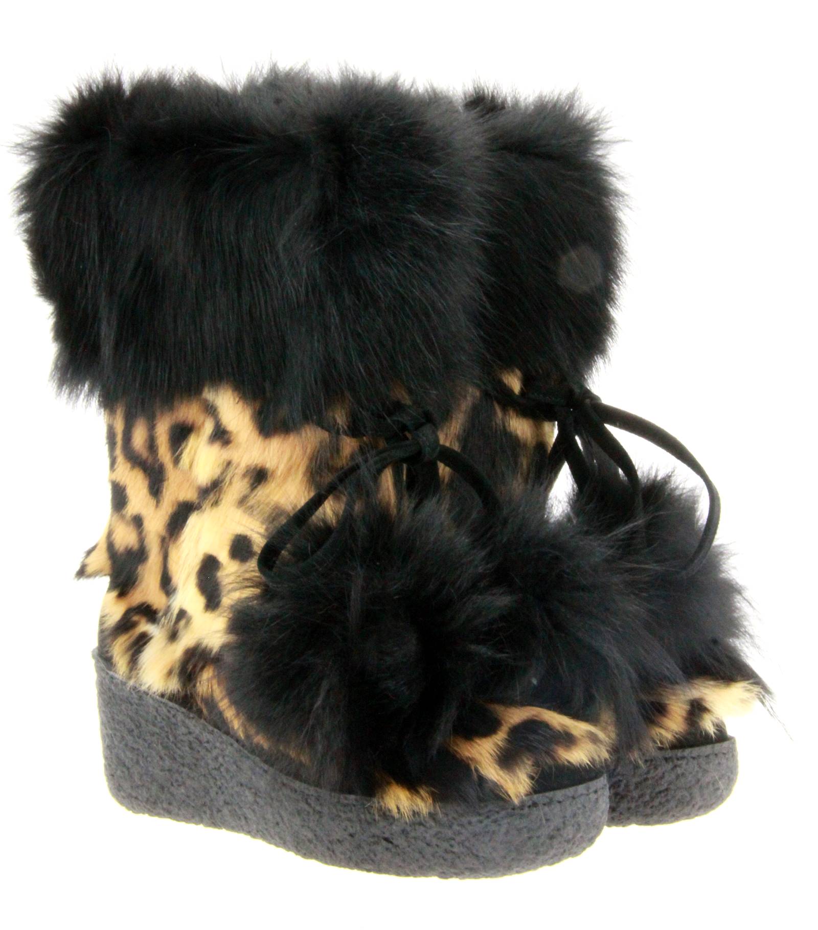 Diavolezza fur boots LAPIN LEOPARDO