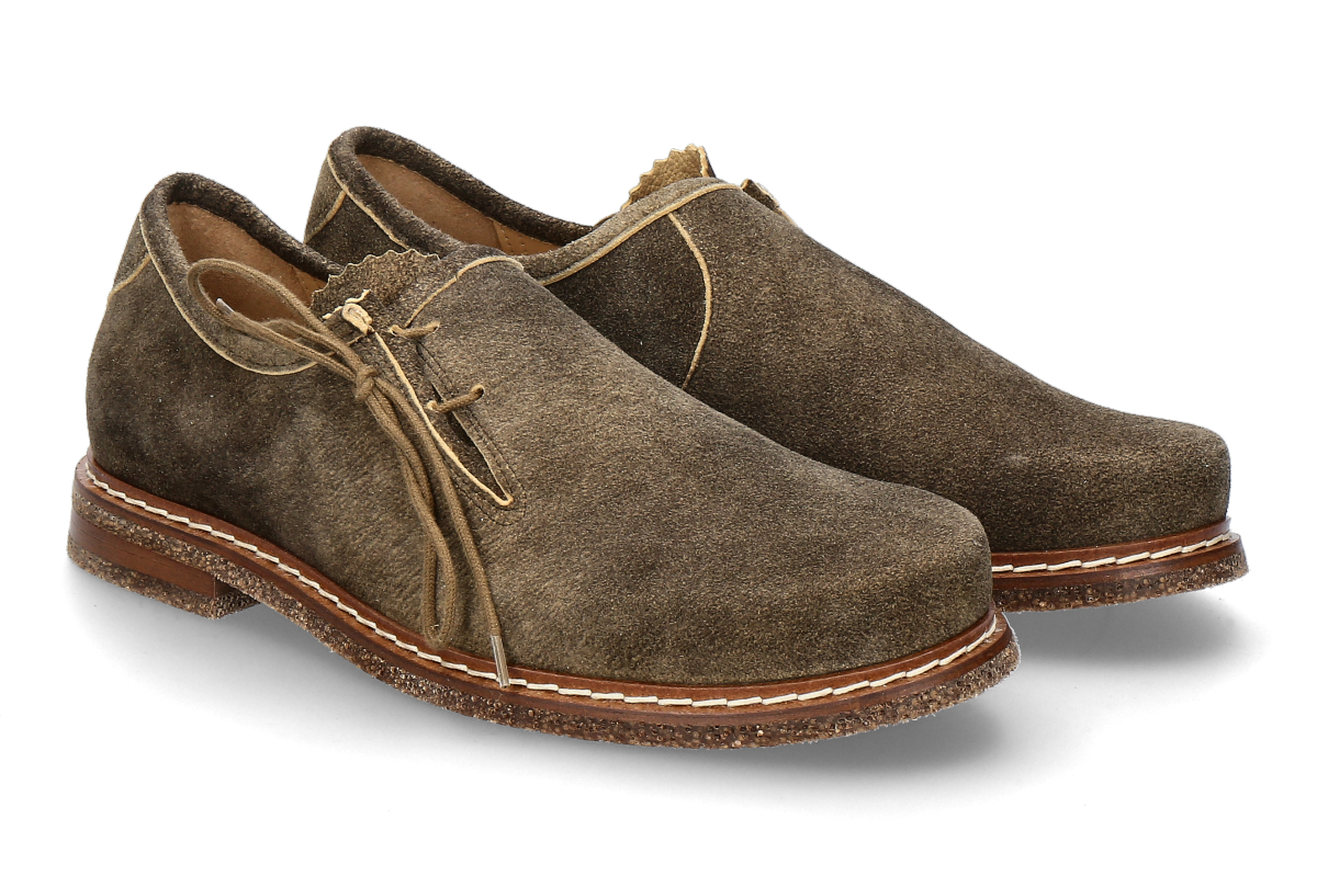 dirndl + bua men's haferl shoe ANTIKBOCK- torf/ brown