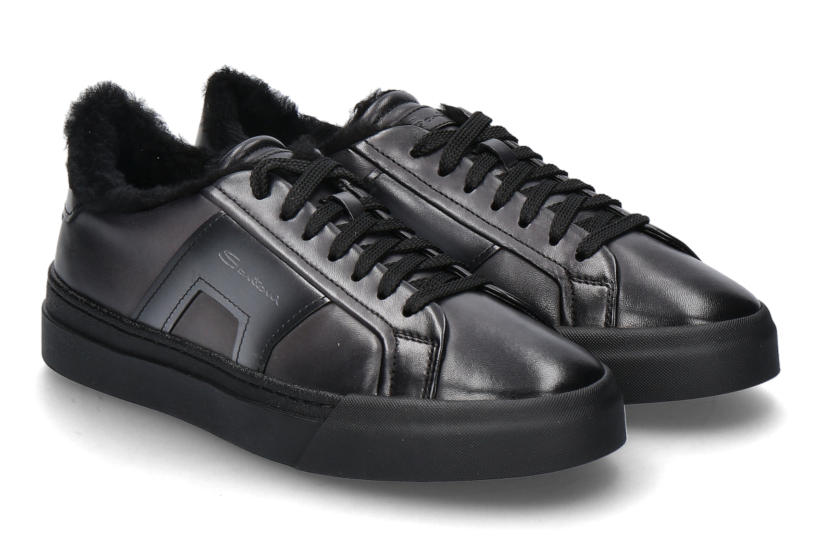  Santoni men's sneaker lined DOUBLE BUCKLE- grau/schwarz 