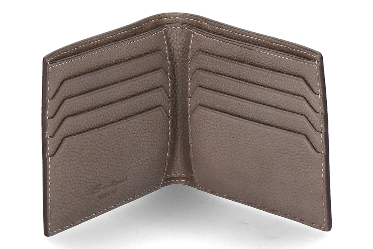  Santoni wallet PELLE BOTTALATA- taupe 