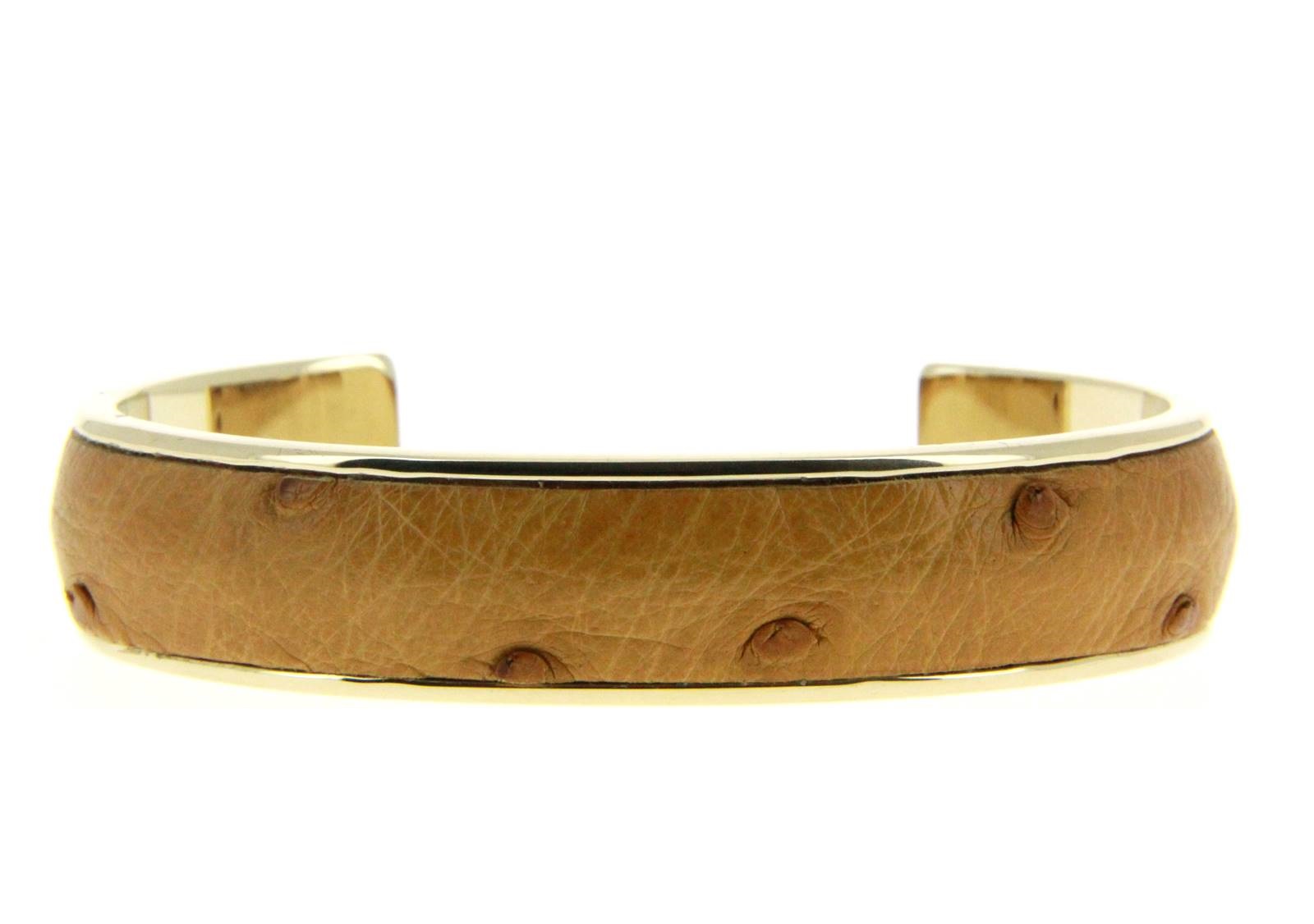 Stamerra bracelet VERO GENUINE OSTRICH GOLD TABACCO