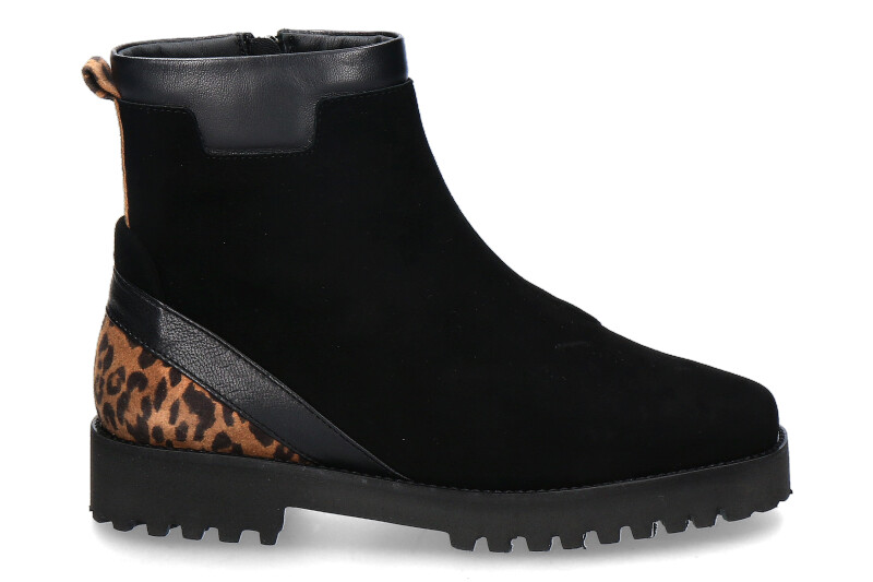 Mania ankle boots CAMOSCIO NERO LEOPARDINO