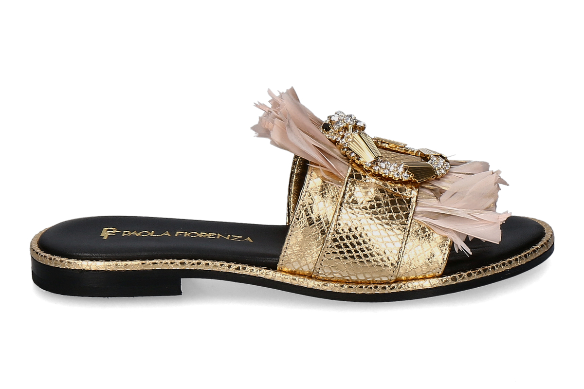 Paola Fiorenza mules SNAKE SLIDER- gold