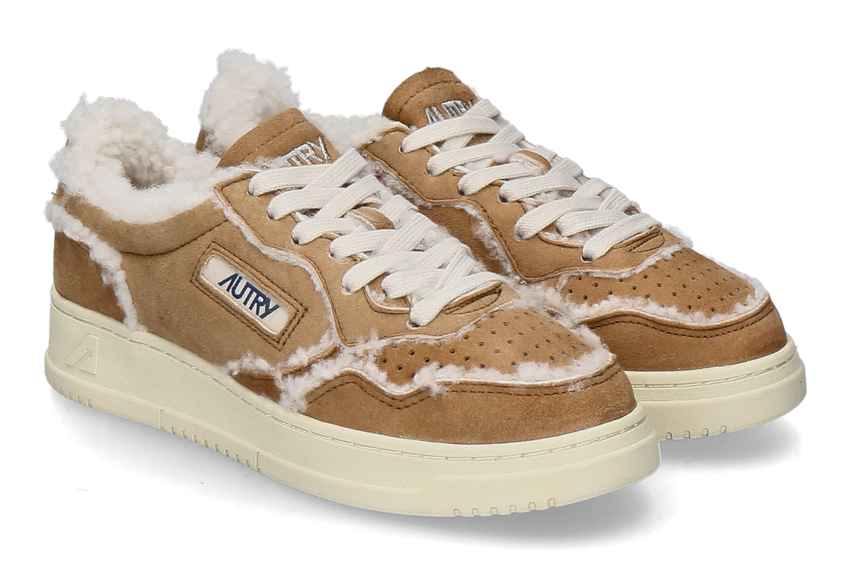 Autry women's lined sneakers SUEDE SHEARLING GX01 - cognac/ medium brown