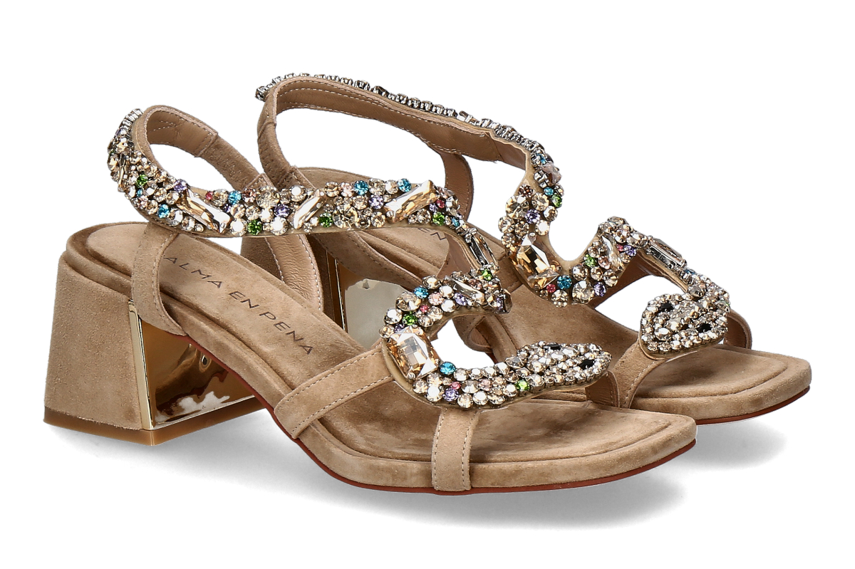 Alma en pena sandal SUEDE SNAKE- sand/ multicolor