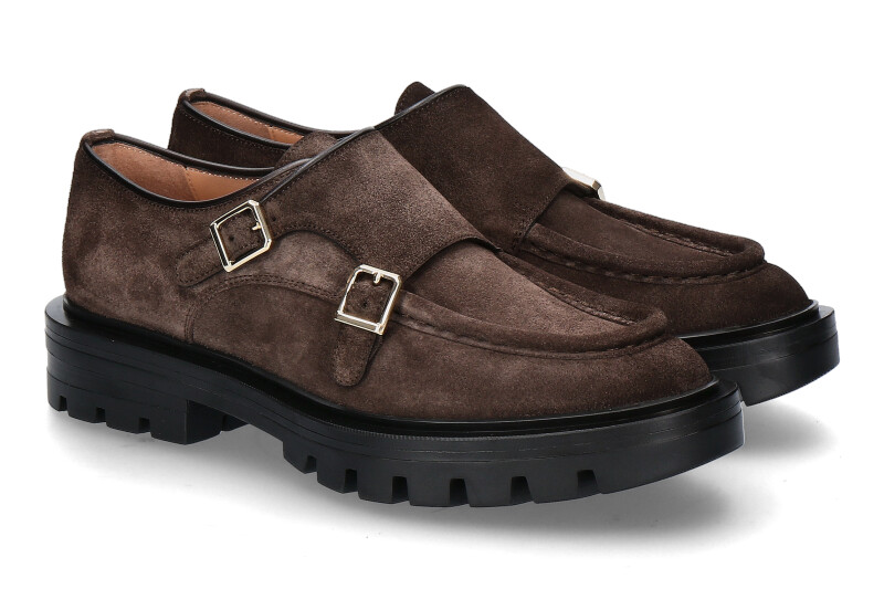 Santoni women's - monk FEINT VELOURSLEDER- dark brown/dunkelbraun