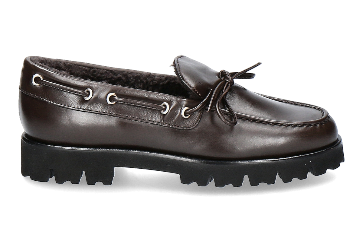 Unützer loafer, lined with calfskin and shearling—chocolate/dark brown